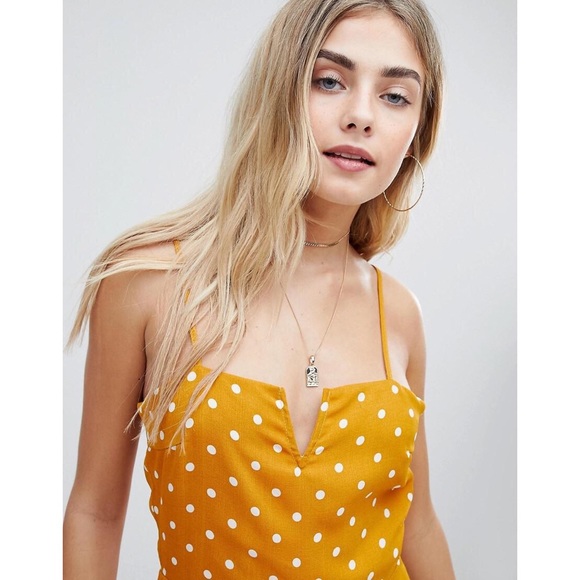 Mustard Polka Dot Jumpsuit - Picture 2 of 8